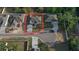 Aerial view of a single Gathering home on a tree lined street, showcasing the property layout and surroundings at 37565 Teri Ct, Dade City, FL 33525