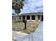 Charming home featuring arched windows, a palm tree, and a mailbox near the sidewalk at 7421 Moravian Dr, Port Richey, FL 34668