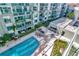 Overhead view of the community pool, outdoor lounge areas, and surrounding luxury residences at 912 Channelside Dr # 2710, Tampa, FL 33602
