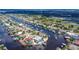 Scenic aerial shot of waterfront homes along canals, featuring private docks and lush landscaping at 927 Golf Island Dr, Apollo Beach, FL 33572