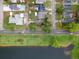 Birds eye view of home, highlighting location on a quiet street and lake access at 1180 39Th N St, St Petersburg, FL 33713