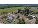 Aerial view showcasing a home with a pool and surrounding landscape in a serene rural setting at 14721 Scharber Rd, Dade City, FL 33525