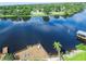 Aerial view of waterfront property with private dock and stunning river access at 2780 N Riverside Dr # 802, Tampa, FL 33602