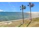 Beautiful waterfront view framed by swaying palm trees and glistening bay waters on a sunny day at 7520 Sunshine Skyway S Ln # 110, St Petersburg, FL 33711