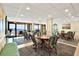 Community dining area with multiple tables and chairs, large windows with waterfront views, and neutral decor at 9 Haig Pl # 510, Dunedin, FL 34698