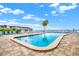 Outdoor swimming pool with clear blue water surrounded by lounge chairs and palm trees at 9 Haig Pl # 510, Dunedin, FL 34698