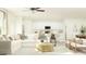Open-concept living space with a comfortable sofa, kitchen and dining area at 9451 Raised Tulip Ln, Land O Lakes, FL 34637