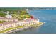Aerial view of waterfront condominiums with boat docks and water access with views of the Gulf at 140 Brent Cir, Oldsmar, FL 34677