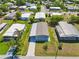 Aerial view of a charming manufactured home community with mature landscaping and easy access to local roads at 14383 Dehaven Ave, Brooksville, FL 34613