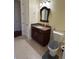 Bathroom featuring vanity with granite countertop and tiled floors at 17127 Brown Rd, Odessa, FL 33556