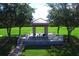 Aerial view of the outdoor gazebo provides a shaded retreat, perfect for enjoying the surrounding common area at 19116 Nature Palm Ln, Tampa, FL 33647