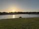 Beautiful sunset view over the tranquil pond and lush green lawn at 19514 Sea Myrtle Way, Tampa, FL 33647