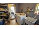 Functional laundry room featuring a washer and dryer, utility sink, storage shelves and a convenient exterior door at 2505 Minnehaha, Tampa, FL 33614