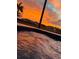 Dramatic sunset reflecting on pool water creates a tranquil and picturesque backyard setting at 28857 Picana Ln, Wesley Chapel, FL 33543