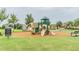 A playground with slides and a climbing structure sits on a wood chip surface at 33228 Kateland Dr, Wesley Chapel, FL 33545