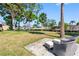 Backyard area features a patio with comfortable seating perfect for enjoying the tranquil surroundings at 5425 Bluepoint Dr, Port Richey, FL 34668
