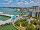 Aerial view showcasing a playground, marina and the beautiful Clearwater waterfront at 736 Island Way # 1101, Clearwater Beach, FL 33767