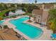 Overhead view of pool, nearby lake, and residential homes at 10434 Villa View Cir, Tampa, FL 33647