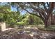 Large backyard featuring mature trees and a small garden at 10509 Deepbrook Dr, Riverview, FL 33569