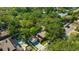 Beautiful aerial shot of a neighborhood with lush trees and well-kept homes, pool, and driveway at 1155 Withlacoochee St, Safety Harbor, FL 34695