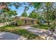 Attractive home exterior showcasing a well-kept lawn, flowering plants, and mature trees, adding to the home's charm at 1155 Withlacoochee St, Safety Harbor, FL 34695