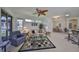Bright living room with open floor plan, natural light, and access to outdoor patio at 1216 Lyndhurst Greens Dr, Sun City Center, FL 33573