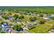 Aerial view of a residential area with lush green spaces and mature trees at 4612 Netherwood Dr, Tampa, FL 33624