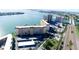 Stunning aerial view of a waterfront condo community, showcasing its proximity to the water and city skyline at 5200 Brittany S Dr # 204, St Petersburg, FL 33715