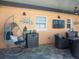Inviting lanai seating area with a comfortable hanging chair and stylish outdoor decor on the peach-colored wall at 5413 S Martin Ave, Tampa, FL 33611