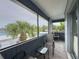 This patio features wood floors and seating at 5509 Fountain Lake Cir # C209, Bradenton, FL 34207