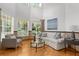 Cozy living room with high ceilings, hardwood floors, and comfortable seating at 710 N River Rd, Venice, FL 34293