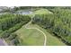 Aerial view of the golf course and surrounding trees and ponds at 7519 Berna Ln, Land O Lakes, FL 34637