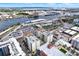 Panoramic aerial view of waterfront location highlighting urban community, docks and waterways at 1238 E Kennedy Blvd # 702, Tampa, FL 33602
