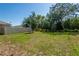 Large backyard with an incomplete lawn and perimeter fencing at 16810 Trite Bend St, Wimauma, FL 33598
