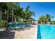 Relax by the pool with multiple lounge chairs and tropical landscaping at 2616 Cove Cay Dr # 301, Clearwater, FL 33760