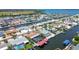 Scenic aerial view of waterfront homes, complete with private docks and screened-in pools, on a sunny day at 4011 99Th W St, Bradenton, FL 34210