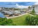 Birds eye view of the community marina with docks and boat slips at 5712 Biscayne Ct # 205, New Port Richey, FL 34652