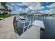 Scenic waterfront view featuring a community dock, canal, and beautifully landscaped surroundings at 5712 Biscayne Ct # 205, New Port Richey, FL 34652