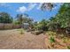Landscaped backyard with a storage shed, raised garden beds, and verdant plants and foliage at 1207 E Giddens Ave, Tampa, FL 33603