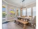 Cozy dining room with natural light, casual table and view to the pool at 16677 Vibrato Ln, Land O Lakes, FL 34638