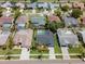 An aerial view shows well-maintained homes with pools and manicured lawns in a desirable neighborhood at 1805 Stable Trl, Palm Harbor, FL 34685