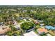 An aerial shot capturing the property's lush treed backyard, and suburban feel with city views at 2525 Madrid S Way, St Petersburg, FL 33712