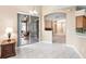 Bright dining area featuring neutral walls, tile floors, slider doors and views to the lanai at 3119 Bent Creek Dr, Valrico, FL 33596