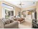 Open-concept living room with lots of light, neutral walls, and an easy flow to the kitchen and lanai at 3119 Bent Creek Dr, Valrico, FL 33596