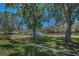 Serene waterfront backyard with lush grass and mature trees at 3133 Pineview Dr, Holiday, FL 34691