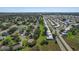 Wide aerial shot of neighborhood and a community lake, all surrounded by mature trees at 4148 102Nd N Pl, Clearwater, FL 33762