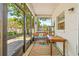 Relaxing screened-in patio with comfortable seating, a decorative rug, and serene outdoor views at 476 Santa Cruz Ne Pl # C, St Petersburg, FL 33703