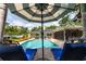 Inviting backyard pool with lounge chairs and umbrella for shaded relaxation at 500 Tallahassee Ne Dr, St Petersburg, FL 33702