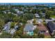 Bird's eye view of neighborhood, highlighting the house with a private pool at 628 Bosphorous Ave, Tampa, FL 33606
