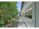 Exterior of a house featuring a smooth walkway, lush greenery, and light grey paint at 6821 Date Palm S Ave, St Petersburg, FL 33707